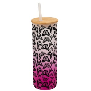 Elanze Designs Small Monarch Butterfly Insect Bug Wrap-Around Design 25 Ounce Frosted Gradient Glass On-The-Go Coffee Travel Skinny Tumbler Mug Cup, - 1 of 1