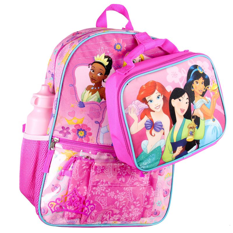 Disney Princess 16 inch Backpack for Girls 5 Piece School Lunch Box Set Multicoloured, 3 of 6
