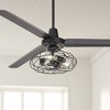 60" Casa Vieja Turbina Modern Industrial Indoor Outdoor Ceiling Fan with 3-Light LED Remote Control Matte Black Cage Damp Rated for Patio Exterior - 2 of 4