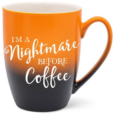 Elanze Designs Nightmare Before Coffee Two Toned Ombre Matte Orange and Black 12 ounce Ceramic Stoneware Coffee Cup Mug