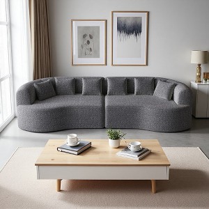 106.3" Chenille Oversized Curved Modular Sectional Sofa, 6 Pillows - 1 of 4