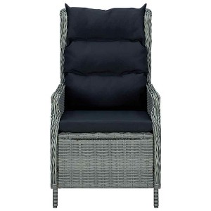 vidaXL Outdoor Recliner Chair Patio Lounge Chair with Cushions Poly Rattan - Light Gray - 1 of 4