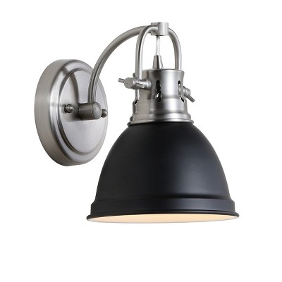 Modern Glam 8.5" Black and Chrome Bathroom Sconce