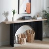 KIGFTSOD 66in Modern Minimalist Console Table - Black Arch Base, Natural Wood Top, Wood Table for Living Room, Entryway - 2 of 4