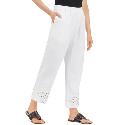 Collections Etc Eyelet Decorated Pull-on Elasticized Waist Capris ...