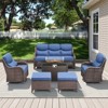 Belord All Weather Wicker Patio Furniture Set 6 Pieces, 6-INCH Extra Thick Cushion Outdoor Patio Firepit Set with Patio Sofa Swivel Chair and Ottoman - 3 of 4