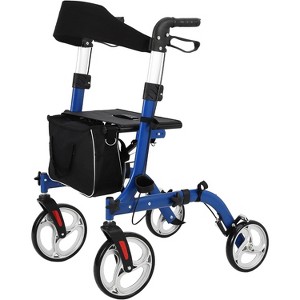 All Terrain Rollator Walker with Seat, Backrest, Handles, Walker for Seniors, 12 in Wheels Foldable Lightweight Aluminum Walkers, Adjustable Height - 1 of 4