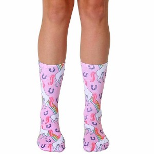 Living Royal Living Royal Photo Print Crew Socks: Unicorn and Rainbow - 1 of 2