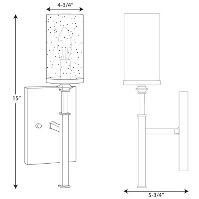 Gresham Transitional Farmhouse 16" Wall Bracket with Seeded Glass, Graphite Finish