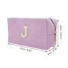Unique Bargains Corduroy Rectangular Letter Makeup Bag Pink Purple 1 Pc - 2 of 4