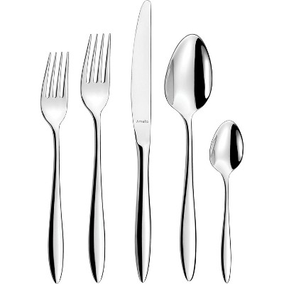 Amefa Ariane 20-Piece, Premium 18/0 Stainless Steel Flatware Set, High Gloss Mirror Finish, Silverware Set Service for 4, Rust Resistant Cutlery
