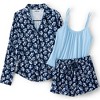 Lands' End Women's Cooling 3 Piece Pajama Set - Long Sleeve Top Cami and Shorts - 3 of 4