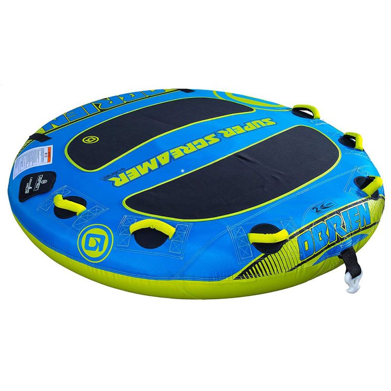 O'Brien 2211505 Super Screamer Deck Series Inflatable 2 Person 70-Inch Water Sports Towable Tube for Boating with Quick Connect Tow Hook, 2 of 3