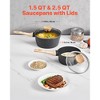 VEVOR Saucepan Set, 1.5 QT & 2.5 QT Nonstick Saucepan with Glass Lids, Multipurpose Cooking Sauce Pots with Detachable Handles, Black - 3 of 4