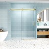 Gulches 55in to  60in W x 76in H Single Sliding Frameless Shower Door in Gold Finish with Clear Glass with Soft Close Explosion proof Film 1 Pc - 4 of 4