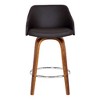 FurniFact,Swivel Counter Bar Stool with Walnut Wood Finish and Brown Faux Leather - 2 of 4