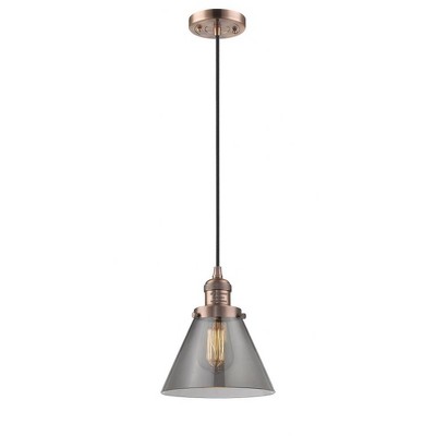 Cone - 1 Light Cord Hung Mini Pendant In Industrial Style-10 Inches Tall and 8 Inches Wide