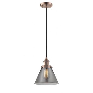 Cone - 1 Light Cord Hung Mini Pendant In Industrial Style-10 Inches Tall and 8 Inches Wide - 1 of 1