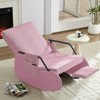 Mjkone Upholstered Corduroy Rocking Chair with Wooden Legs Wrapped in Leather&Adjustable Footrest - 3 of 4