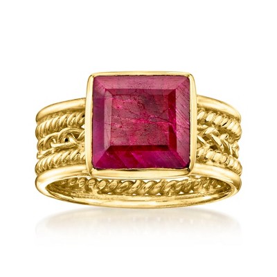Ross-Simons 3.30 Carat Ruby Etruscan-Style Ring in 18kt Gold Over Sterling