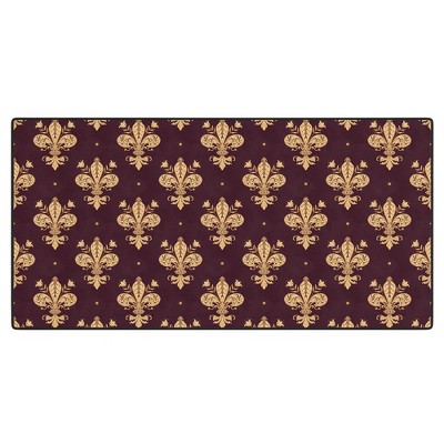 Avenie Fleur De Lis In Royal Burgundy Desk Mat