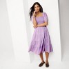 Lands' End Women's Smocked Cotton Dobby Midi Puff Sleeve Dress - 4 of 4