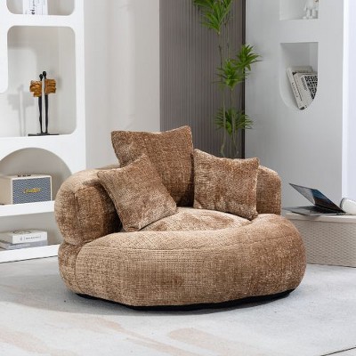 CAVINAS High Back Bean Bag Chair, Lazy Sofa Lounger with Three Pillows for Adults and Kids, Single Sofa Chair, Indoor & Outdoor, Coffee