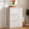 VANIRROR Slim White Shoe Cabinet with 3 Flip Drawers, Freestanding Tipping Bucket Shoe Rack Storage Shelf, Modern Hidden Organizer for Entryway - 2 of 4
