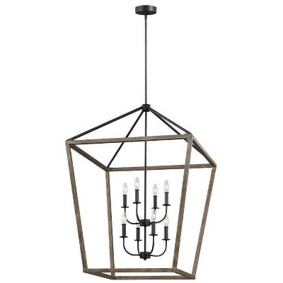 Generation Lighting Gannet 26" Oak Wood 8-Light Foyer Pendant Light