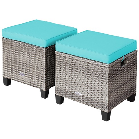 Black rattan garden online footstool