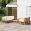 vidaXL 9-Piece Patio Lounge Set with Cream White Cushions, Bamboo - Outdoor Garden Sofa with Practical Table, Strong, Flexible and Modular Design. - 2 of 4