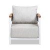 Jennifer Taylor Home Rhodes 29" Upholstered Teak & Aluminum Patio Arm Chair, Birch Gray Chenille - 2 of 4