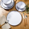 Gibson Home Folsom Shores 12 Piece Unbreakable Modern Melamine Plates and Bowls Dinnerware Set - Outdoor, Camping, & Everyday Use - White W/ Black Rim - 4 of 4