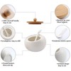 Aoibox Porcelain Condiment Jar Spice Container with Bamboo Lids, Ceramic Spoon & Wooden Tray - Elegant Set of 3 for Kitchen & Home - 3 of 4