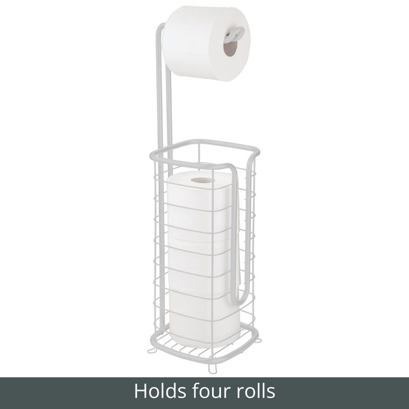 mDesign Steel Freestanding Toilet Paper Holder Stand and Dispenser, 2 of 6
