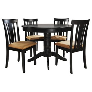 Haskell 5-Piece Round Black Dining Set - Slat Back Chair
