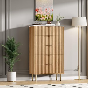 Zstar 5 Drawer Dresser with Wide Drawers, for Living Room, Closet, Hallway,Entryway - 1 of 4