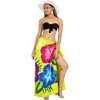 LA LEELA Women's Beach Bikini Swimwear Cover up Wrap Skirt Bathing suit Summer Wraps Sarong Swimsuits for Women One Size Green, Floral - 2 of 4