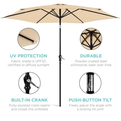 Sand 10ft Steel Outdoor Market Patio Umbrella with Crank and Tilt
