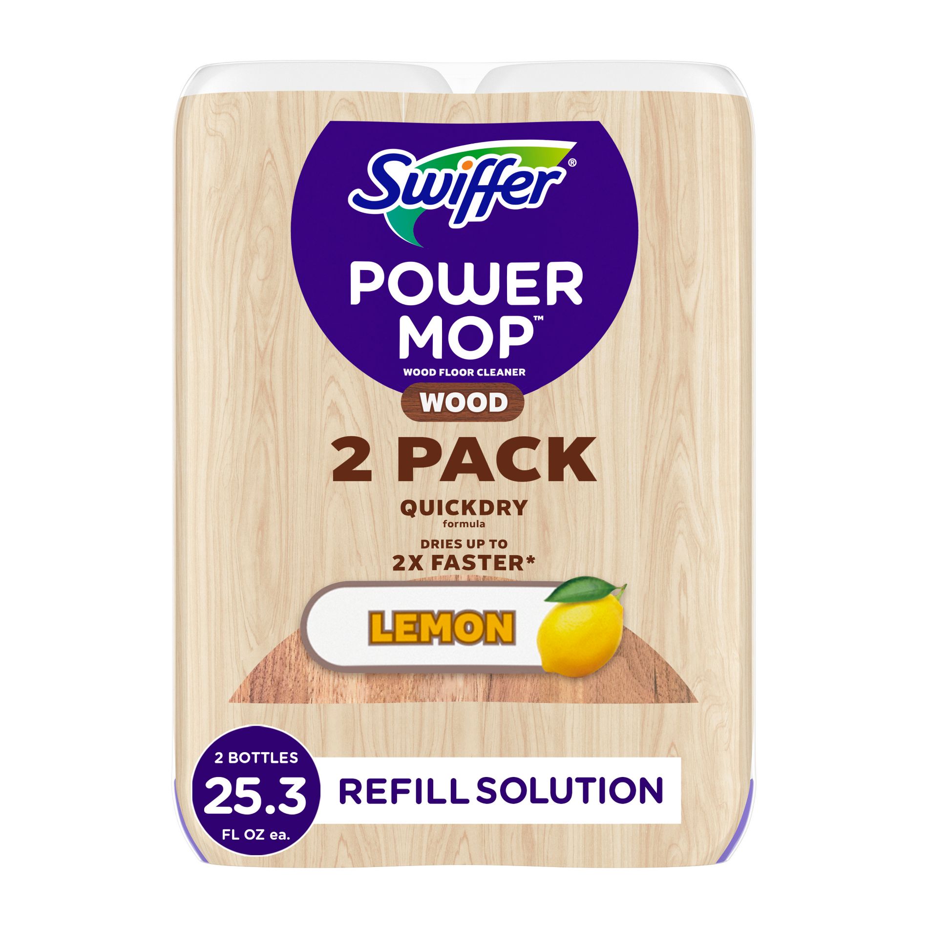 Swiffer Lemon Power Mop Wood Quick Dry Wood Floor Cleaning Solution - 50.6 fl oz/2ct