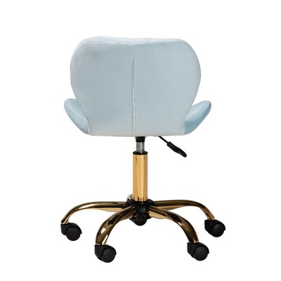 Savara Aqua Velvet and Gold Metal Adjustable Task Chair