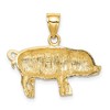 Black Bow Jewelry 14k Yellow Gold 2D Satin & Diamond Cut Pig Pendant - 3 of 4