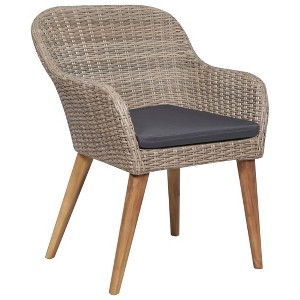 vidaXL Outdoor Chair Set of 2 Brown PE Rattan Medium Removable Covers - 1 of 4