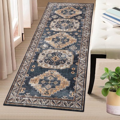 Vintage Area Rug Small Entryway Rug Indoor Non-Slip Doormat Washable Stain Resistant Floor Carpet Boho Accent Rug