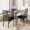 Jojoka Black Glass Dining Table Set, Kitchen Table Chairs Set with Comfortable PU Cushion for Small Space/Apartment - 3 of 4