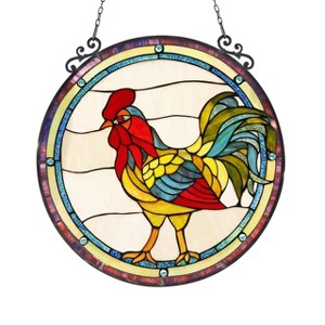 Chloe Lighting Rodney Tiffany-Glass Rooster Window Panel 24" - 1 of 3