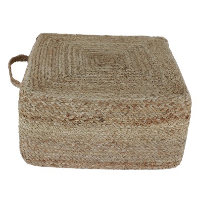 Sanibel Woven Square Pouf Natural - Décor Therapy