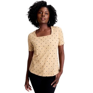 Jessica London Stretch Cotton Square Neck Tee - 1 of 4