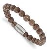 Chisel Stainless Steel Polished 8mm Brown Jade Beaded Stretch Bracelet - 2 of 2