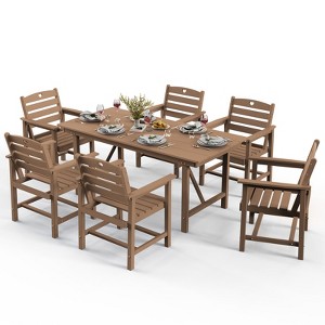 GardenJoy 7-Piece Patio Dining Set, HDPE Outdoor Table & Chairs Set for Lawn, Porch, Deck, Yard - 1 of 3